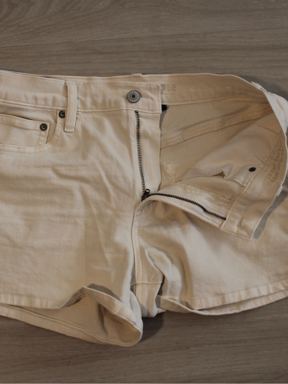 Women's Cream Cotton Stretch Shorts